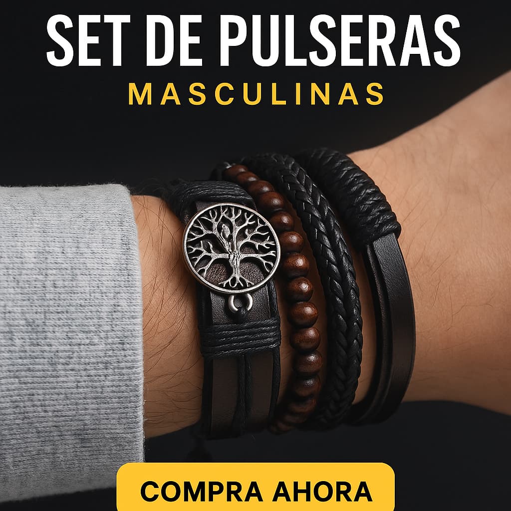 set-árbol-de-la-vida-cuero-manillas