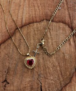 corazón y espada- parejas, collar para compartir