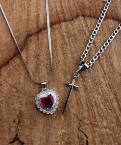 corazón y espada- parejas, collar para compartir
